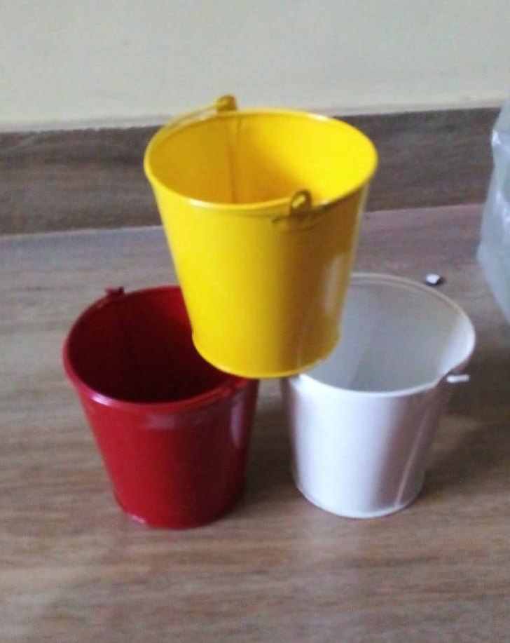 Holi Color Mini Bucket / Trovay Metal Mini Bucket, For Home, Packaging Type: Box