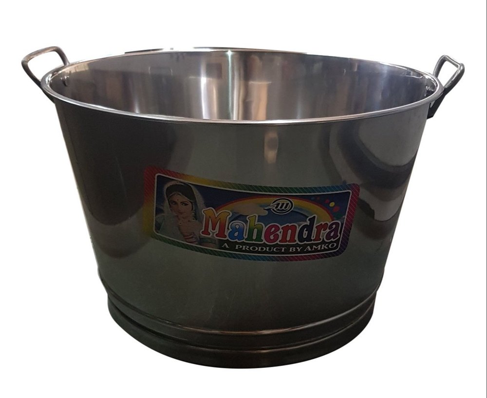 Silver Stainless Steel Tub, Size: 8 Inch (dia)