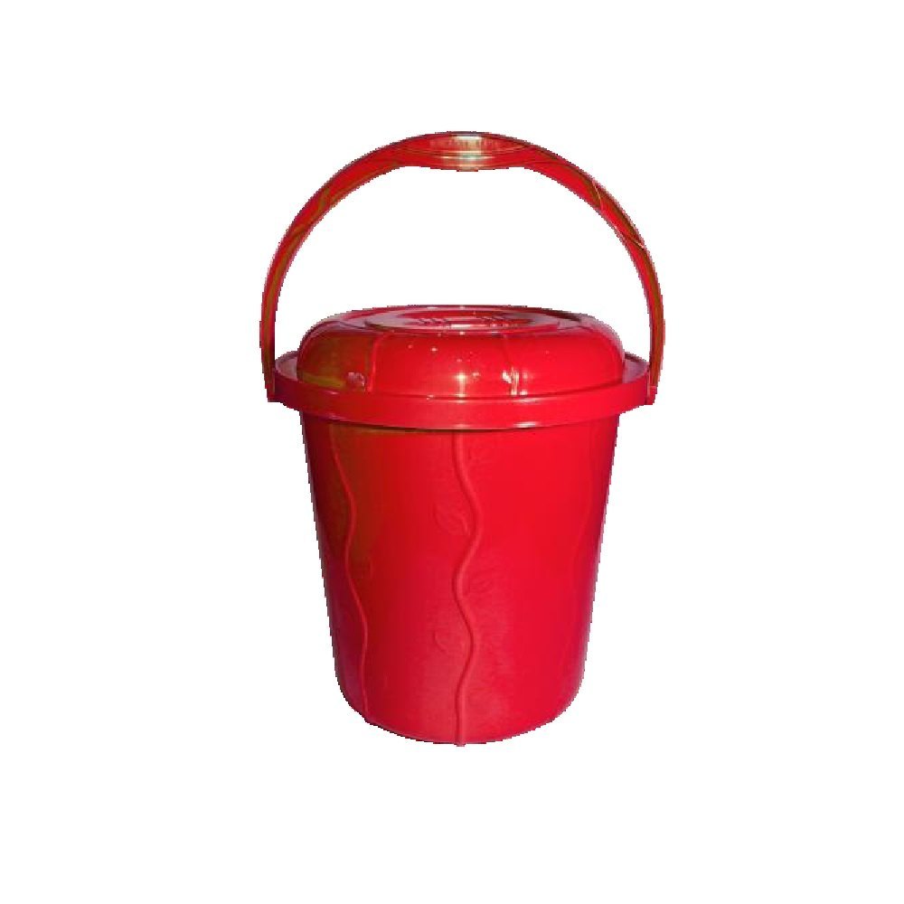 Red 7Ltr Plastic Buckets, With Lid