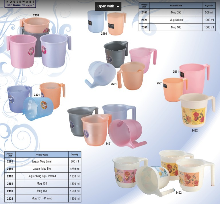 Mix Colour Bathing Mug, Size: 1 Ltr