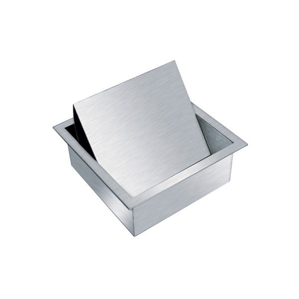 Open Top Silver Dustbin Cover Counter Mounted, Material Grade: SS 304, Size: 220mm