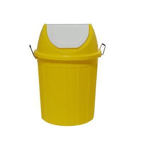 Global Star Yellow and White 80 L Plastic Swing Lid Dustbin, Size: 475(dia) X 695(h) Mm