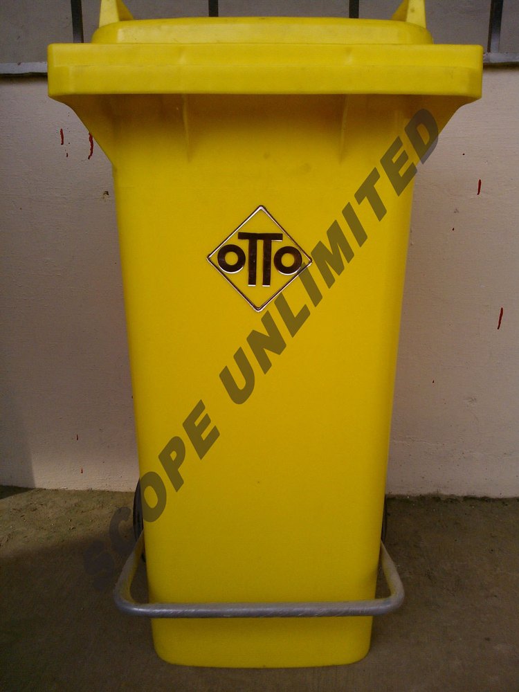 Yellow HDPE Wheeled Dustbins For Hospitals, Size: 940 X 480 X 550 Mm(HxWxD)