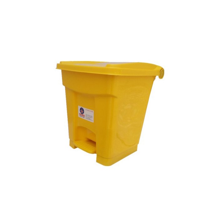 Global Star Yellow 16 L Plastic Pedal Dustbin, For Garbage Storage, Size: 280 (l) X 280 (b) X 355 (h) Mm