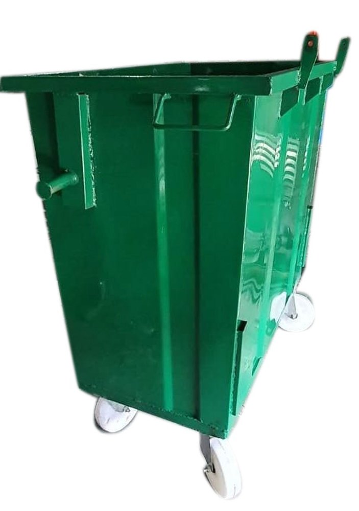 Open Top Green 660 Litre Mild Steel Garbage Bin, For Outdoor