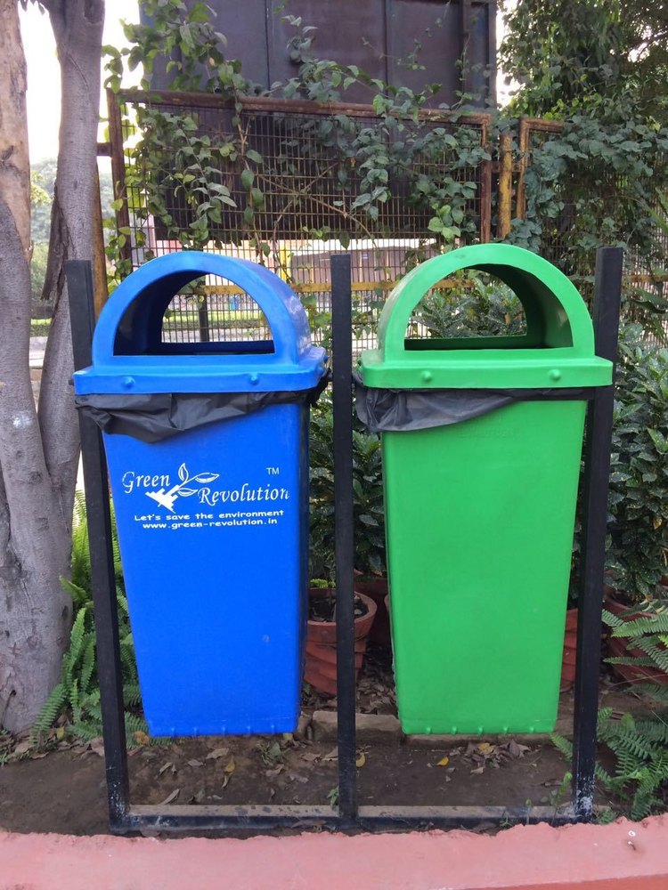 Plastic Green and Blue Wheeled Garbage Bins