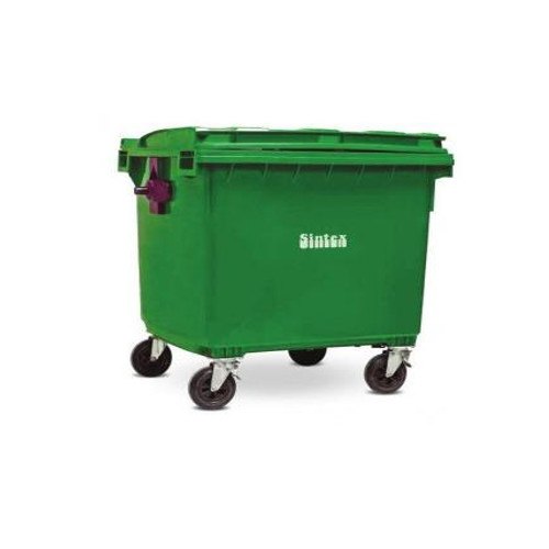 Square HDPE Green Sintex Wheeled Dustbin 1100ltr