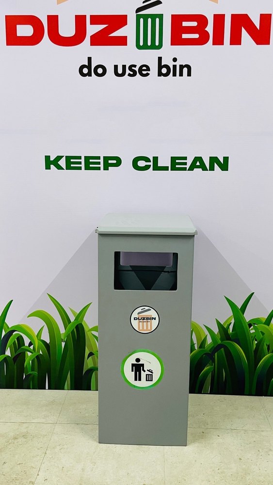 Grey MS Duzbin Outdoor Open Top Dustbin Mild Steel Dustbin, Capacity: 90 Litre