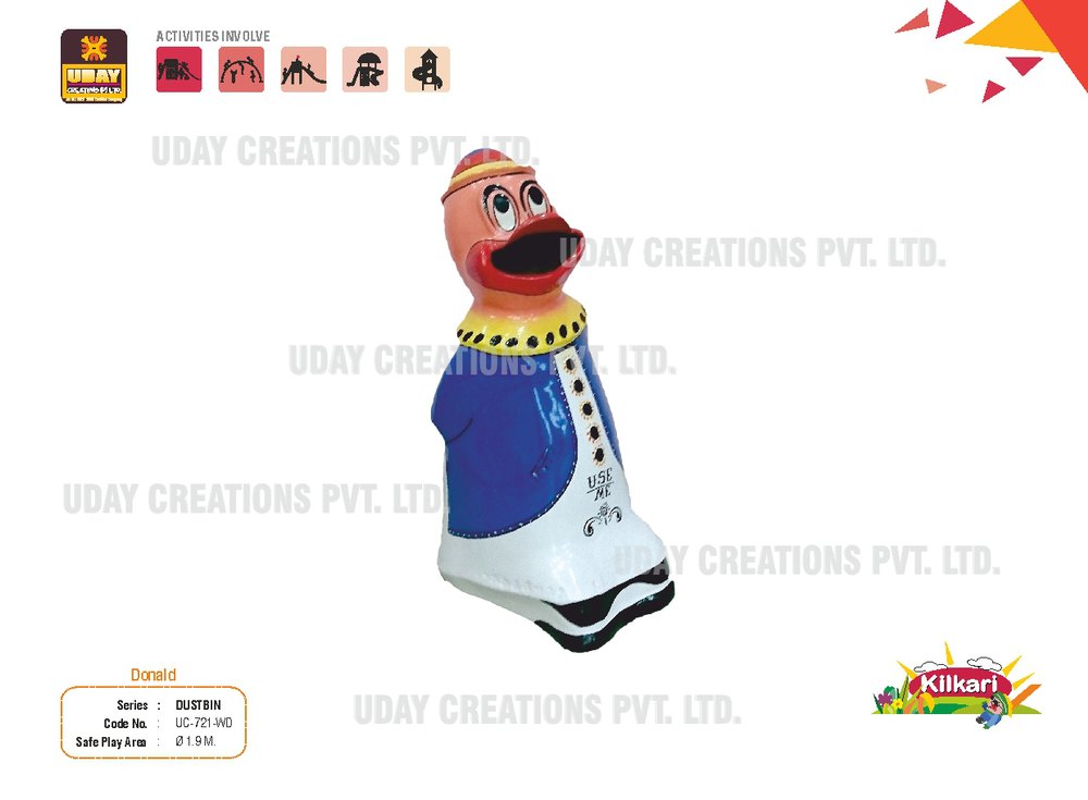 Red And White Donald Dustbin, Size: 1.9 M Dia