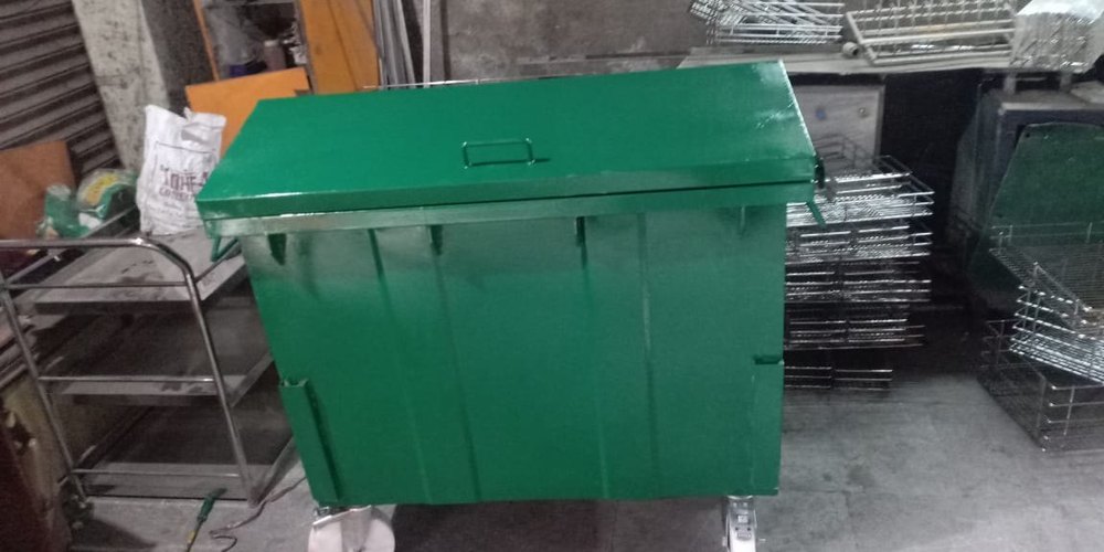 Mild Steel Open Top Metal Dustbin, For Industrial, Size: 1100 Ltr
