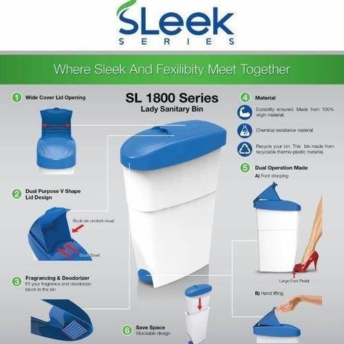 Plastic White And Blue Ladies Sanitary Pad Bin