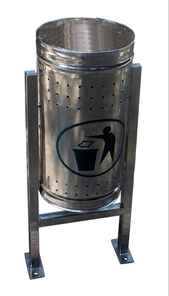 Stainless Steel Round Dustbin, Capacity: 50 Litres