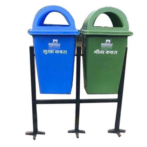 Blue HDPE Twin Litter Bins, For Outdoor, Capacity: 60 Liter