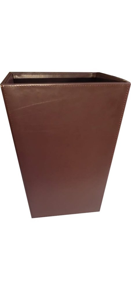 Open Top Wood Brown Leather Dustbin, 40 X 40 X 50 Cm, Capacity: 10kg