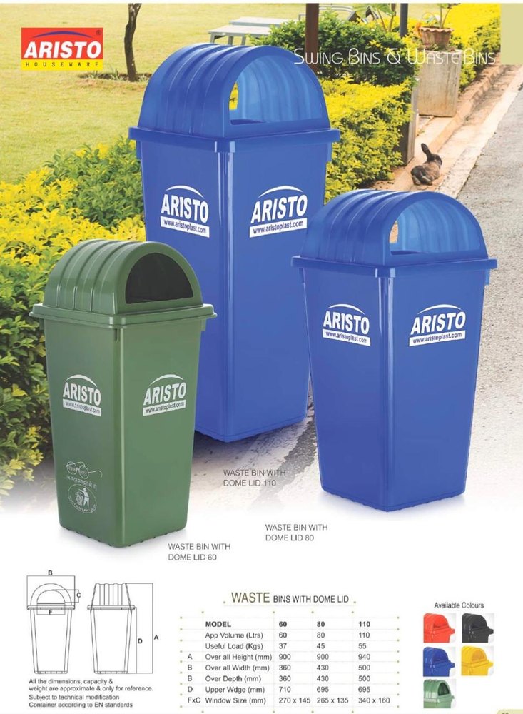 Blue Standing Plastic Waste Bin, Size: 60l To 100l, Capacity: 90