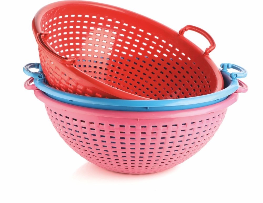 Blue pink ivory Plastic round fish basket., For Home, Size: 50(diameter)*20(height)cm