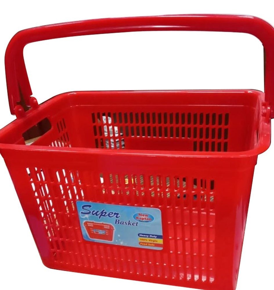 13 L Red Virgin Plastic Super Basket, For Household, With Handle