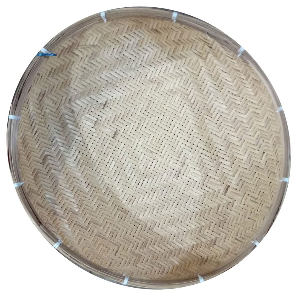 Light Brown Hand Knitted Bamboo Basket, Size/Dimension: 22 Inch (d)
