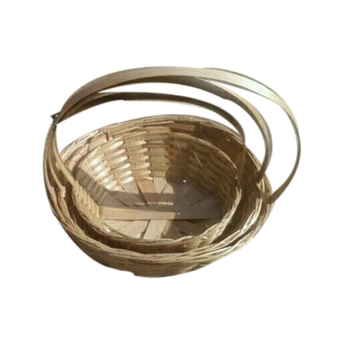 Round Bamboo Basket with Handle