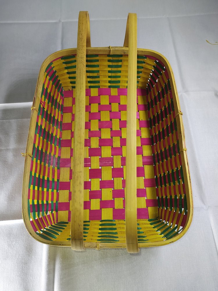 Multicolor Rectangular Bamboo Basket, Size/Dimension: 16X11.5X4Inch