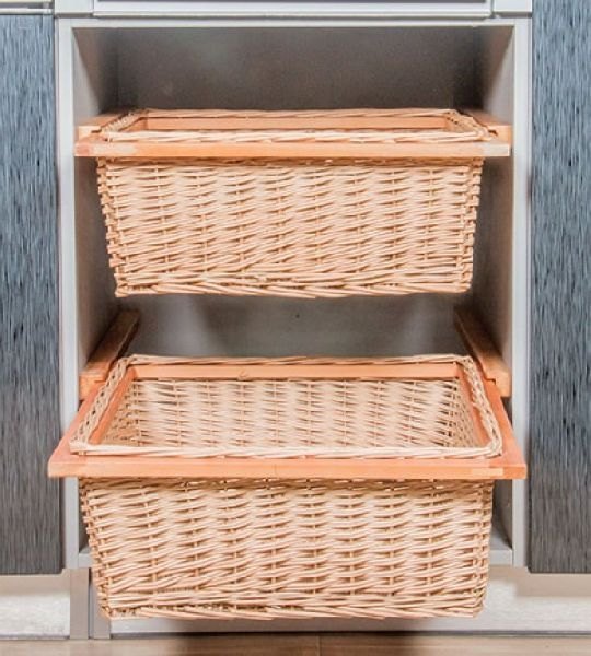 Brown Kynex Wooden Wicker Basket, For Kitchen, Size: 450mm, 600mm
