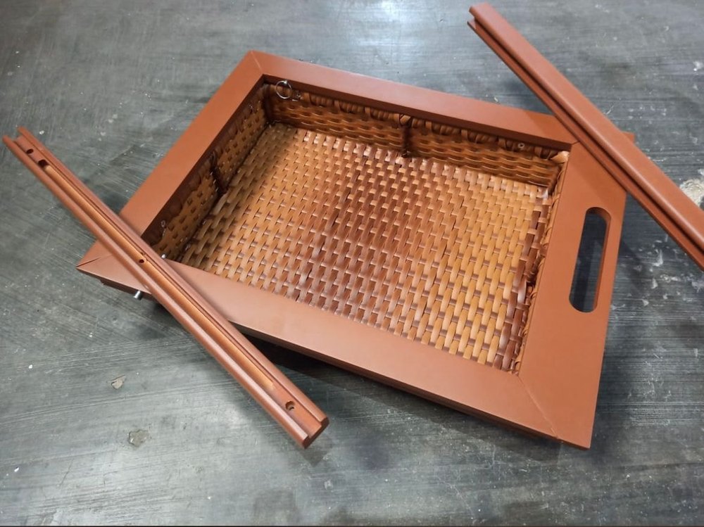 Brown Wooden Modular Kitchen Wicker Basket