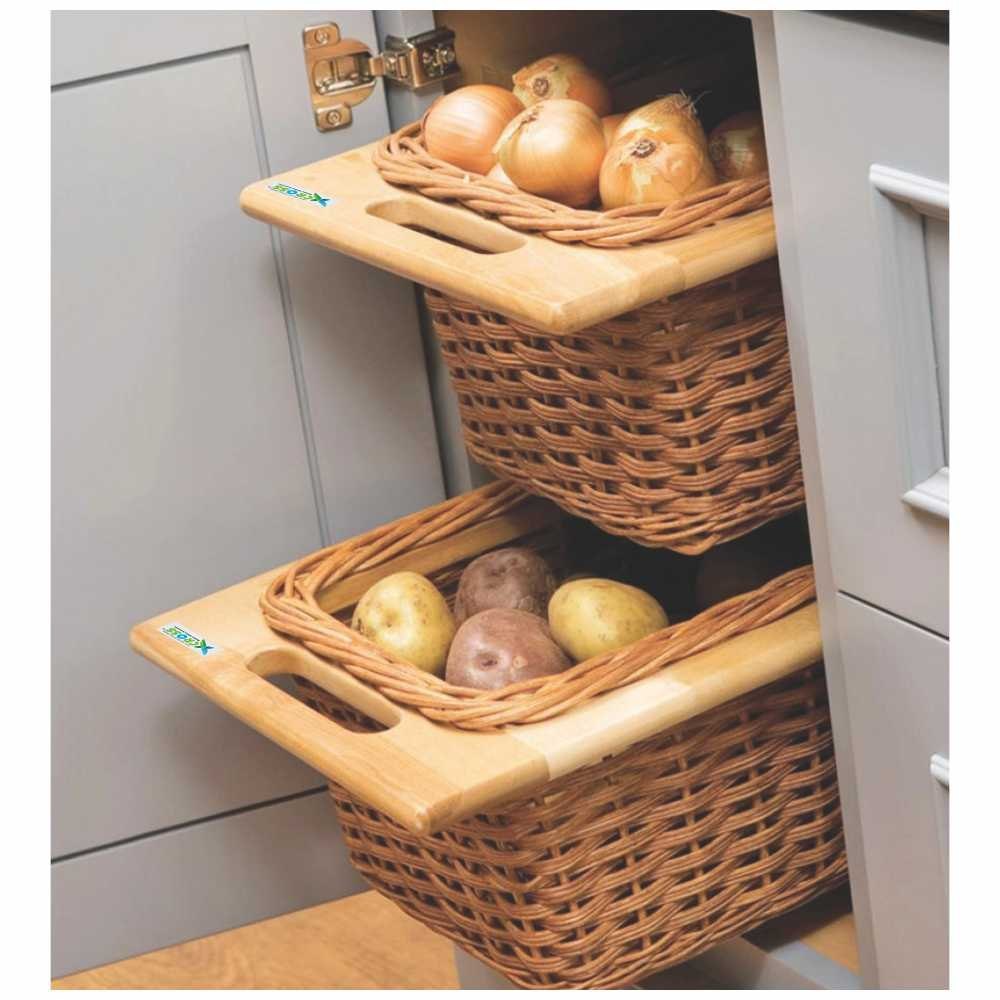Brown Bamboo Wicker Kitchen Basket, Size: 450mm