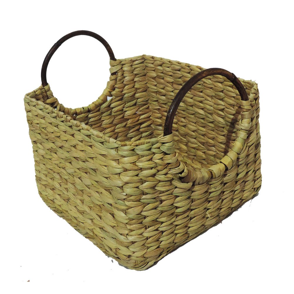 Beige Seagrass Cane Handle Basket