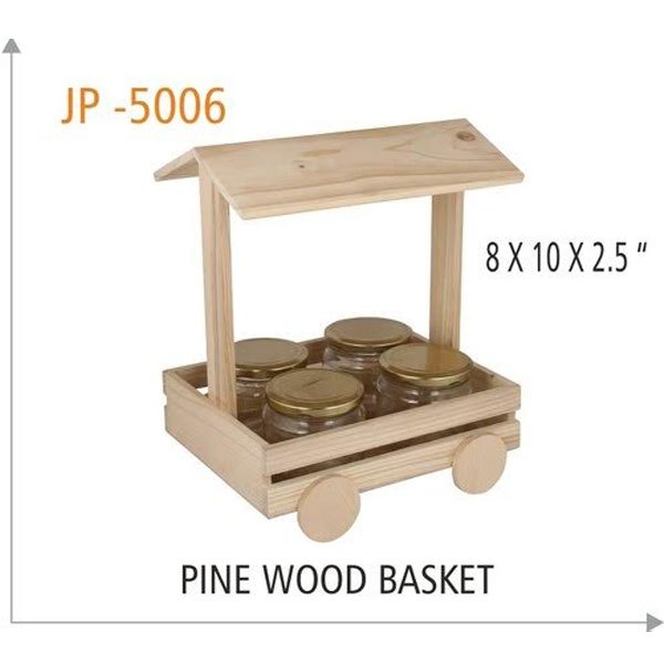Brown JP-5006 Pine Wood Basket, Size: 8x10x2.5 Inch