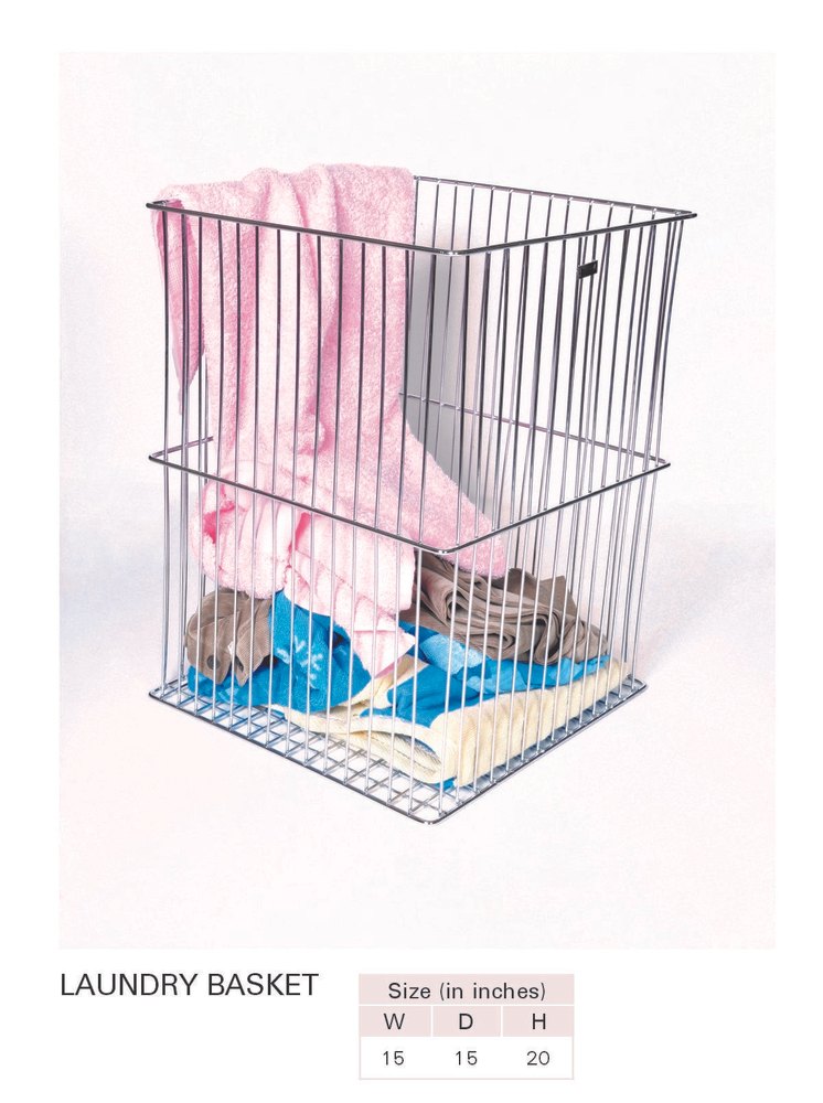 Silver Stainless Steel Laundry Basket, for Household