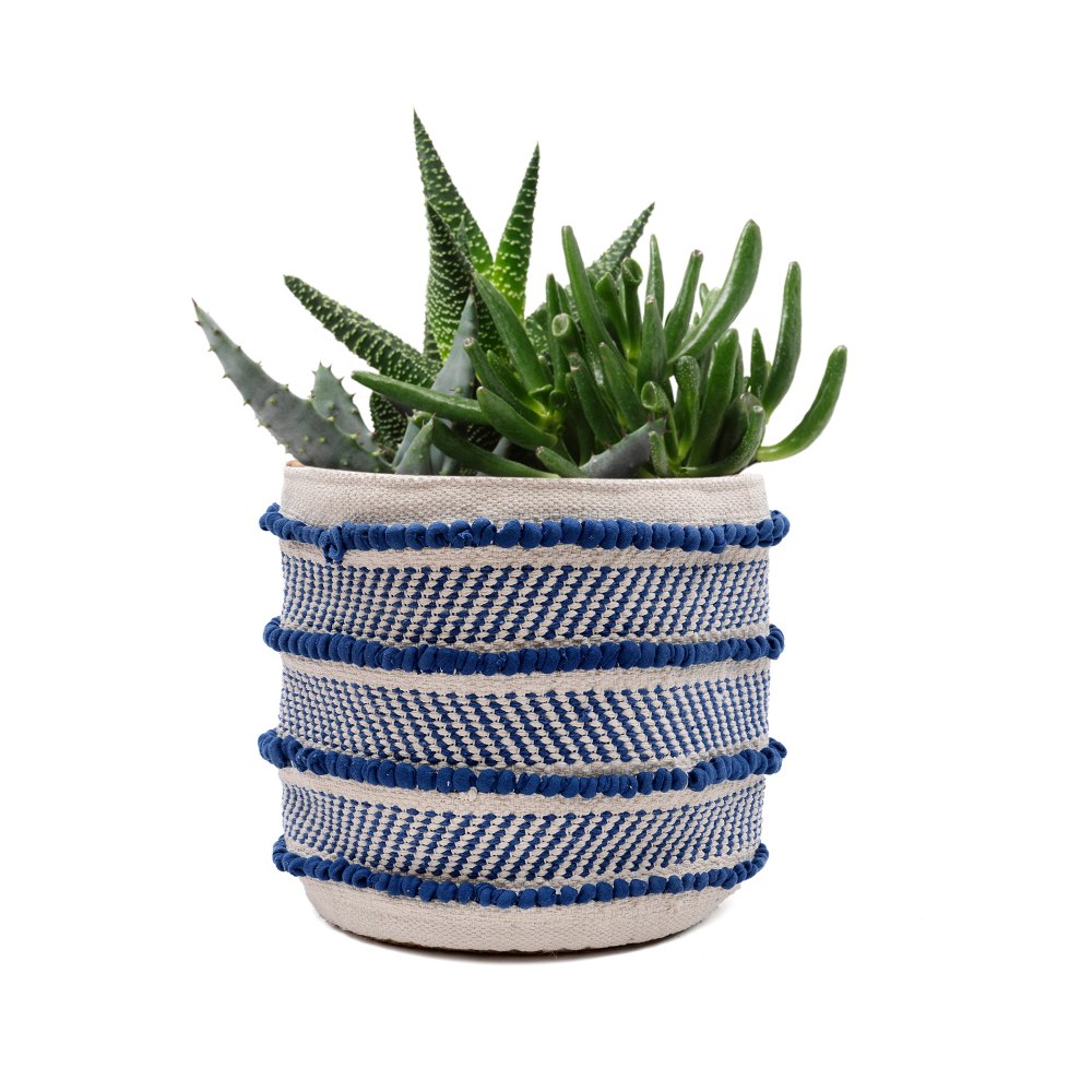 Multicolor Cotton Jute Decorative Handmade Fabric Plant Holder Basket Storage