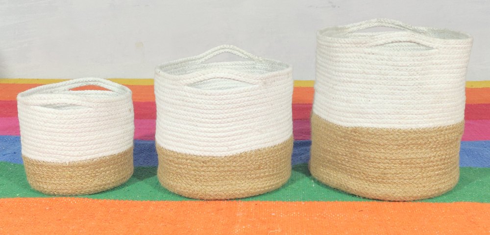 Round Handmade Cotton Jute Basket