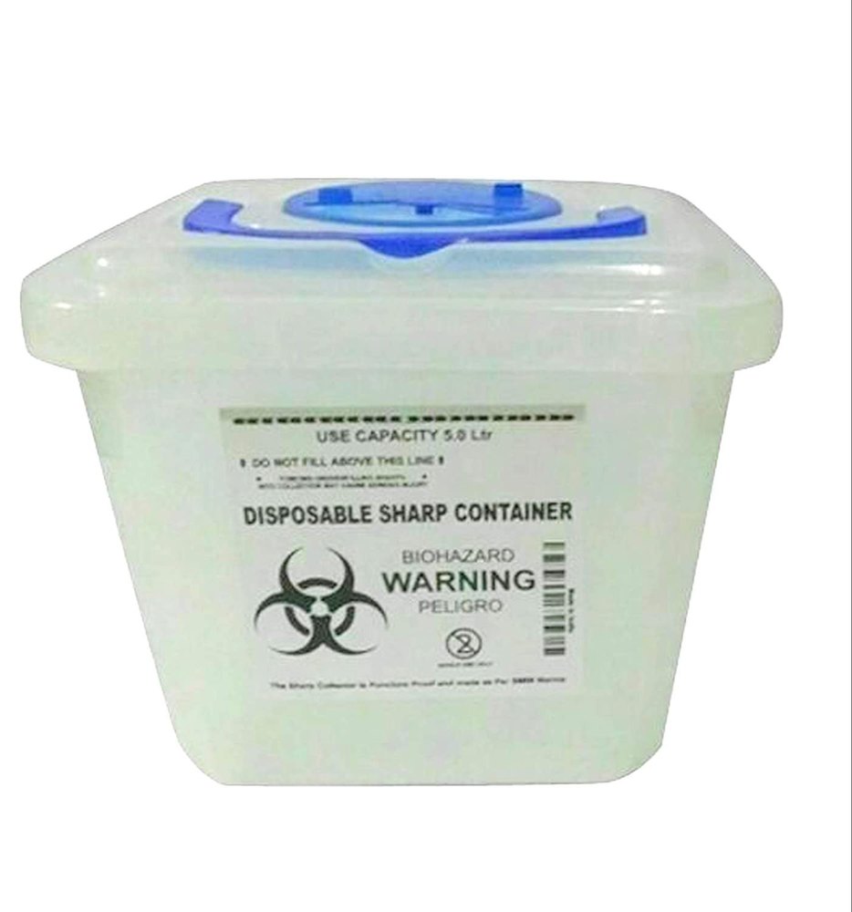 Rectangular 0.5, 1, 3, 5 Litre White Sharps Container