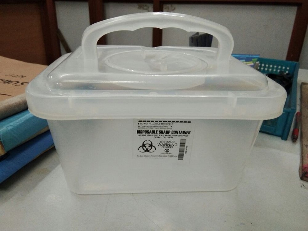 Transparent Puncture Proof Sharps Container 5l, Capacity: 5-8 Litre
