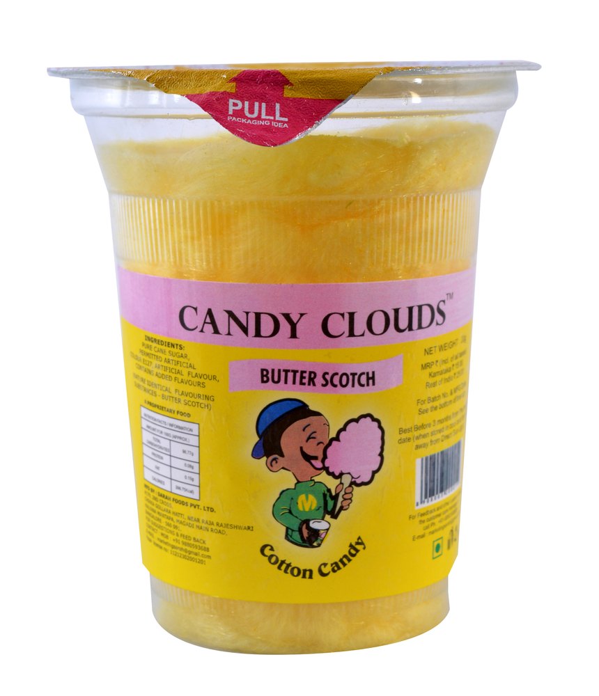 yellow Butter Scotch Cotton Candy, Packaging Type: Plastic Jar