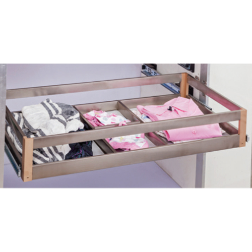 Stainless Steel Wardrobe Basket With Partition Premium, for Home, Size: 864 X 455 X 150 mm