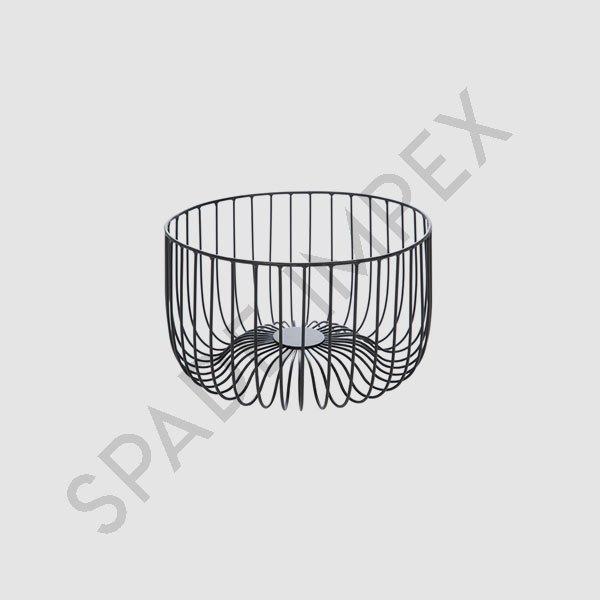 Powder Coating Black Round Metal Wire Basket, Size: H7xD12