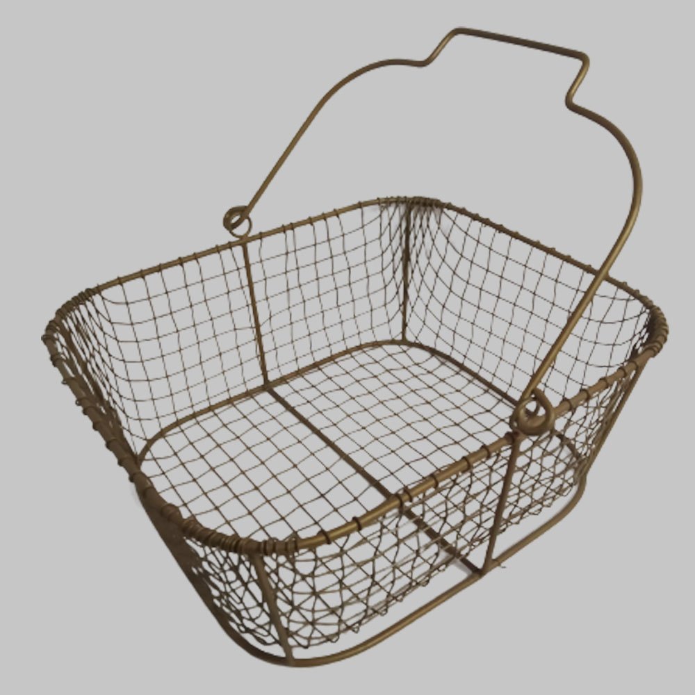 Brass Rectangular Handled Weave Basket, Size/Dimension: 20 X 16 Inch, Color Coated