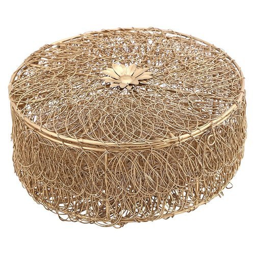 Round Gold Metal Wire Mesh Basket, For Home, Size: 20 X 20 X 7.5 cm