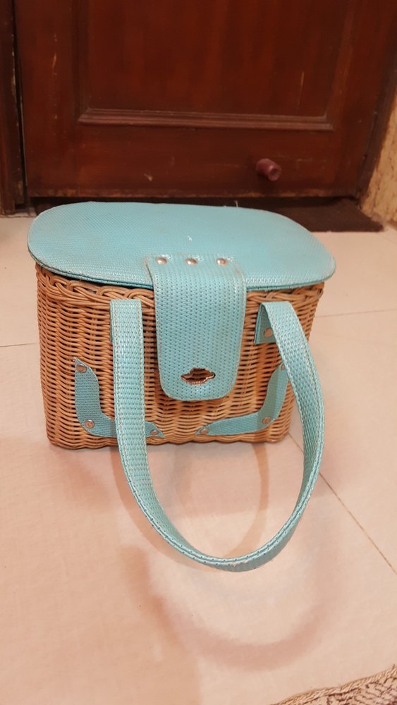 Knitting Natural wooden Picnic Basket