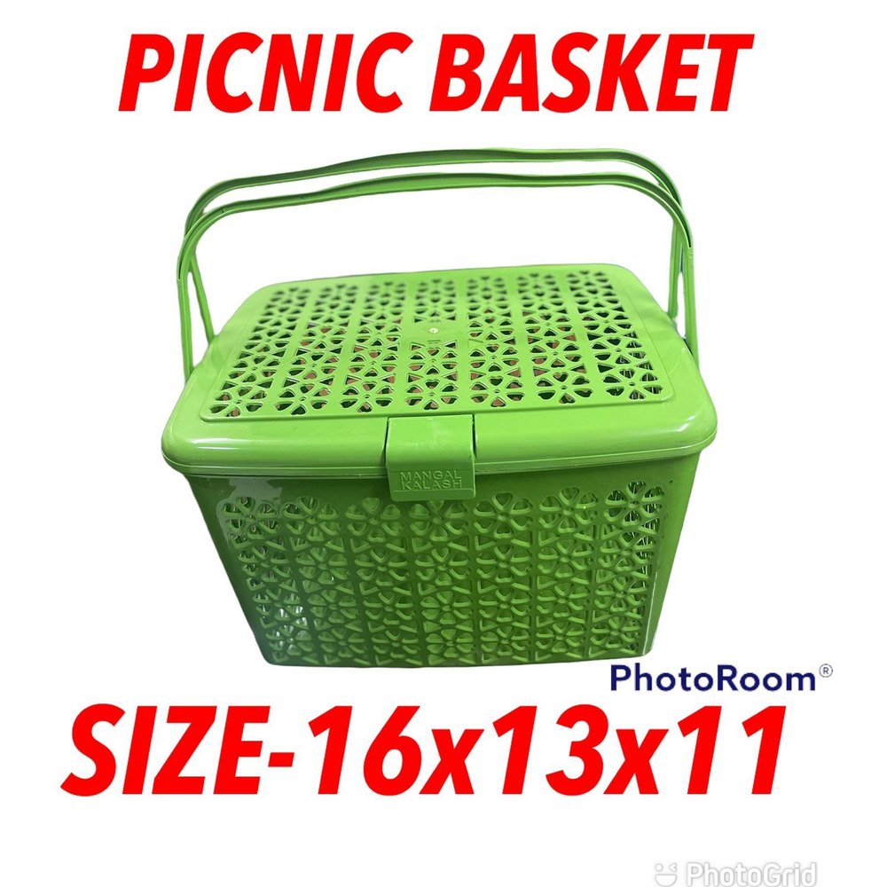 Brown Plastic Square Picnic Storage Basket, For kitchen/home/household, 16*13*11
