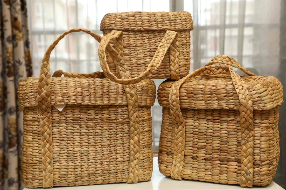 Brown Cane Picnic Basket Set