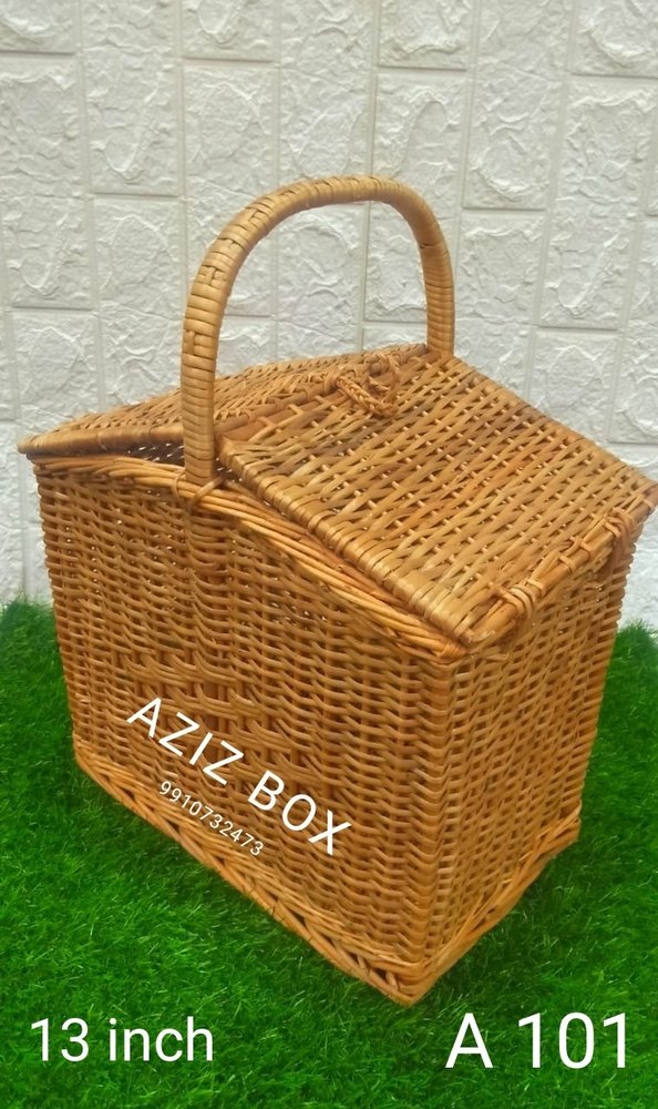 Willow Wicker Natural Picnic Basket, Size: 12 Inch