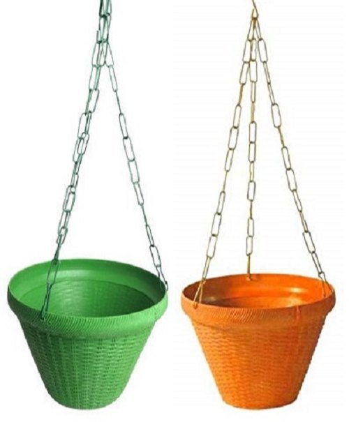 Plastic Round JUHI HANGING BASKET, For Decoration, Size: 8