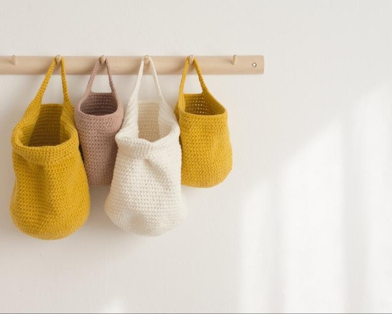 Print Shoppie Crochet Hanger Pattern Flora Cotton Basket Hanger Storage Organizer