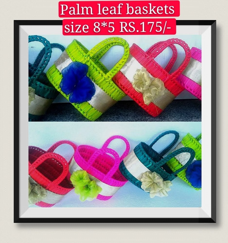 Palm Leaf Basket Palm Leaf Gift Basket, Size: 8 X 5, Inches