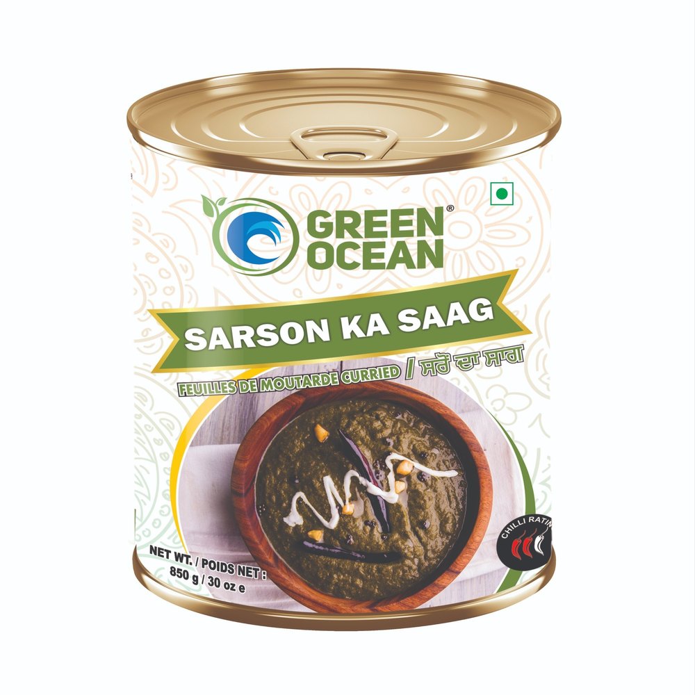 Natural Canned Sarson Ka Saag, 850 Gm, Packaging Type: Tin Can