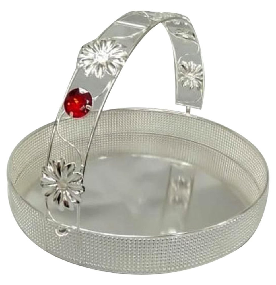 Silver Round Basket, Size: 12 Inch
