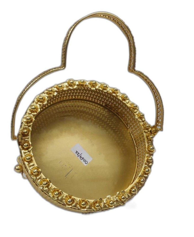 Polished Aluminum Golden Basket, For Home, Size: 12x4 Inch