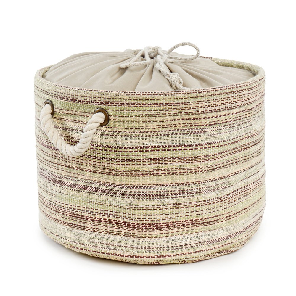 Beige Woven Cotton Storage Baskets, Size: 14 X 11 Inch